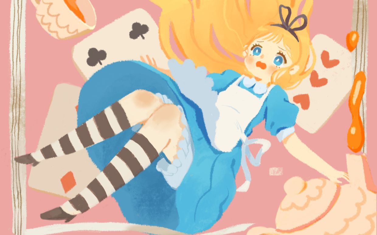 【ipad绘】【procreate】掉落爱丽丝封面插画