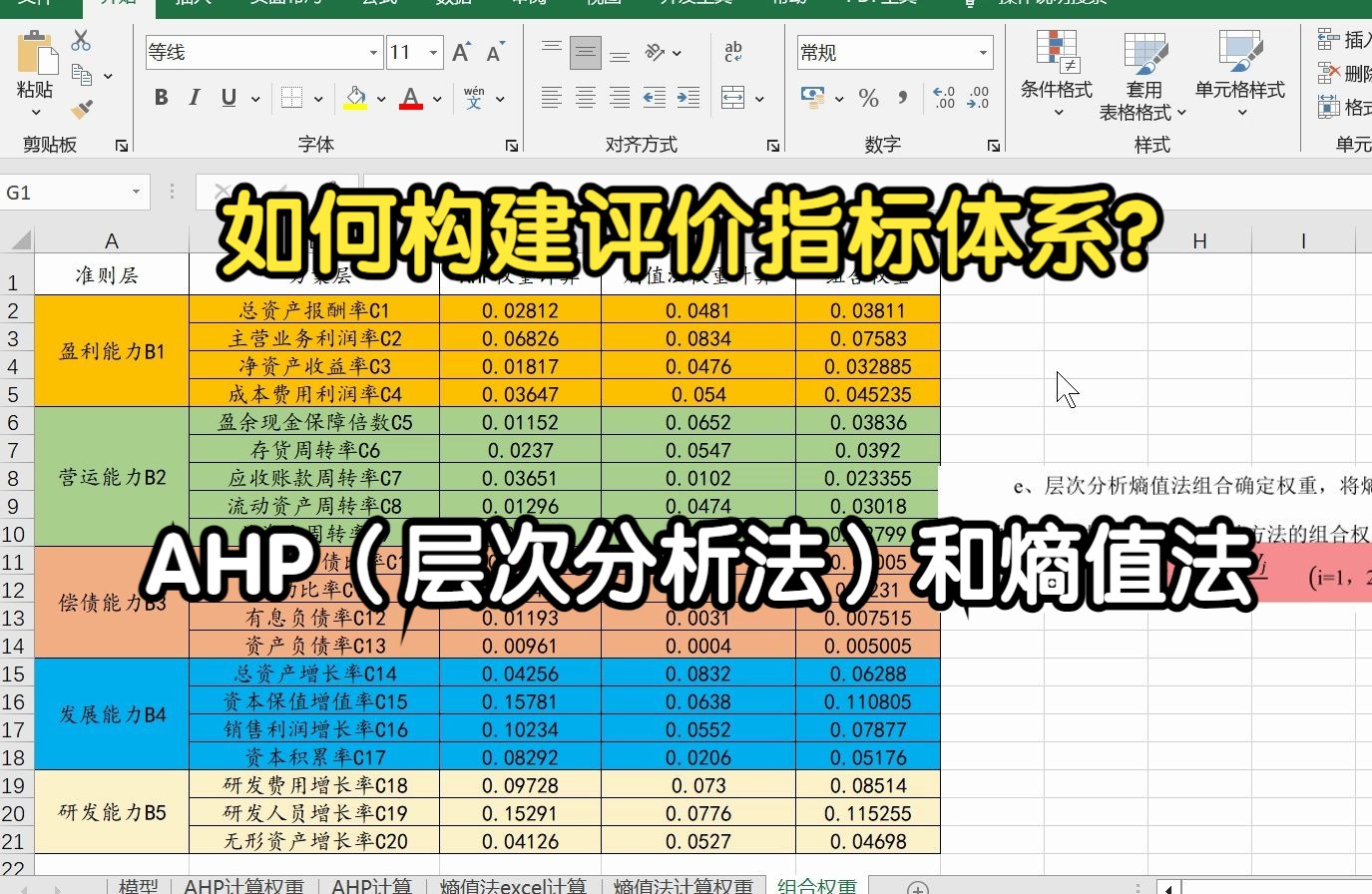 【零基础数据分析教程】已知二级指标数据、三级指标数据如何求综合权重?使用AHP和熵权法进行构建评价体系?组合赋权法如何进行?组合赋权如何确定...