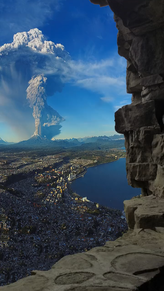 智利卡尔布科火山爆发图片