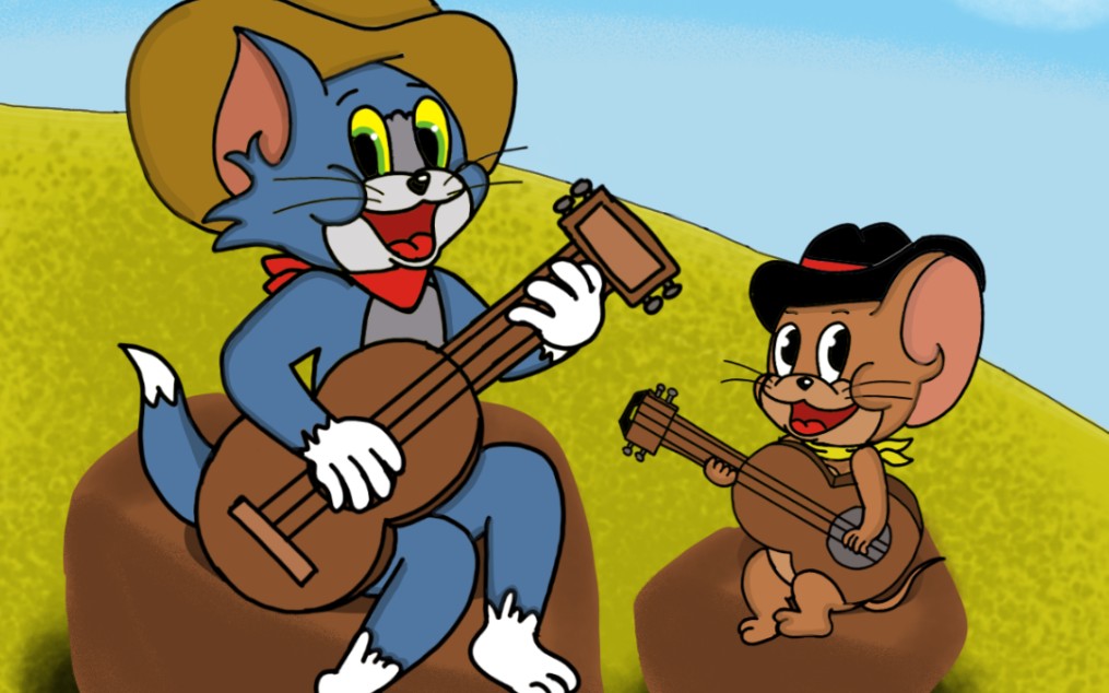 【猫和老鼠】和牛仔杰瑞,牛仔汤姆一起唱歌吗?(绘画)