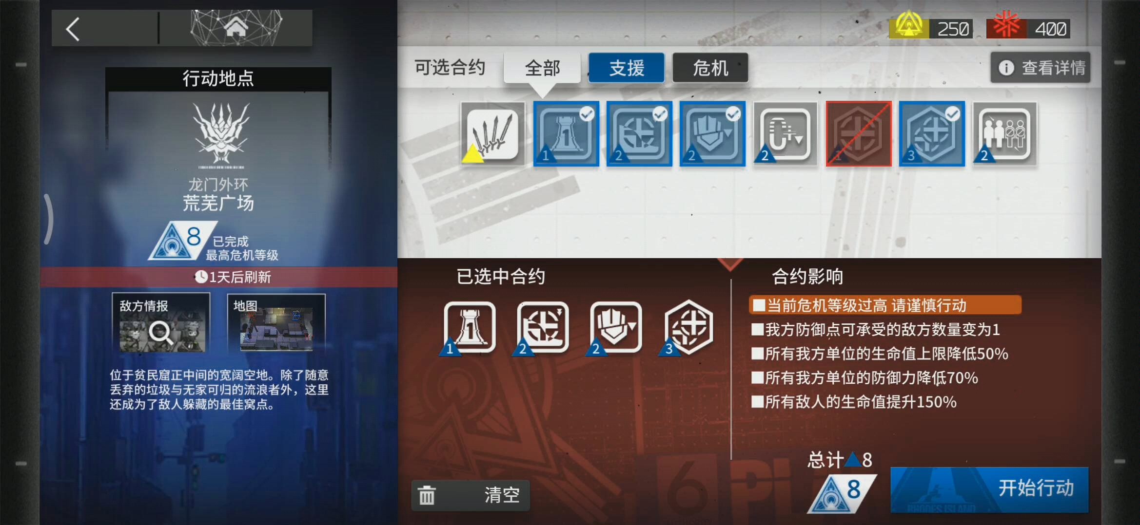 明日方舟危机合约荒芜广场八级debuff,老爷子牛逼!