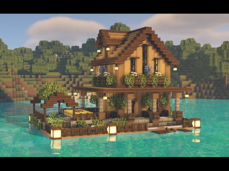 [Minecraft] 教你建一个湖中小屋/水野工艺材质包哔哩哔哩bilibili我的世界