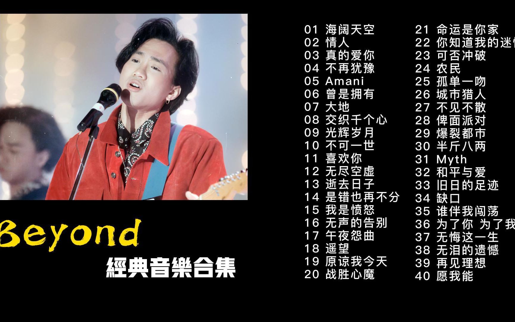 【beyond合集】beyond40首经典歌曲(时长2小时55分)建议收藏播放!