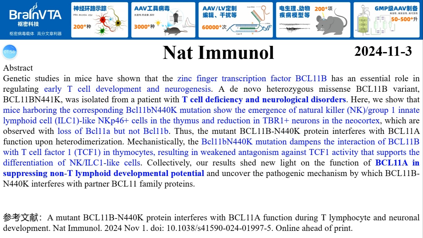 Nat Immunol—神经免疫基因研究重磅!科学家揭示BCL11BN440K突变引起T细胞发育和神经发育障碍的分子机制哔哩哔哩bilibili