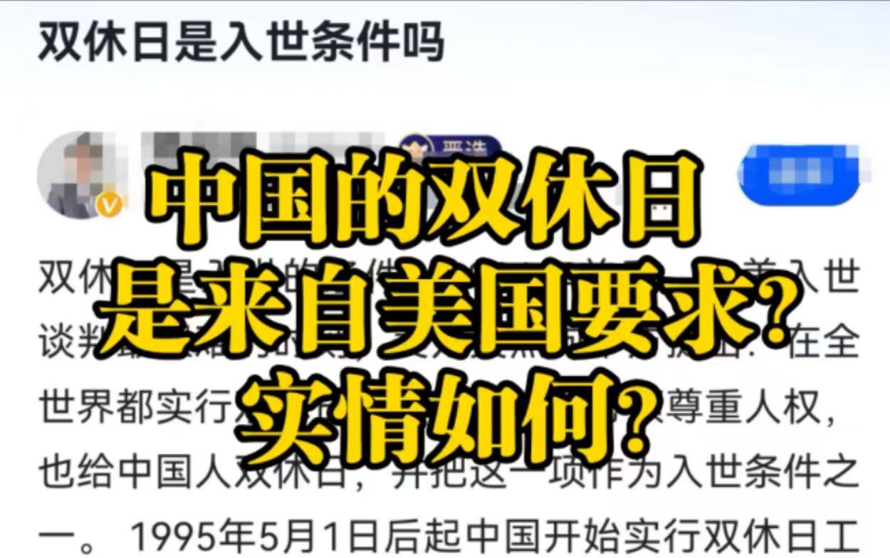 (补档)一则多年谣言:中国人享有双休日,要感谢WTO谈判?国内双休制的推行是美国的要求?哔哩哔哩bilibili