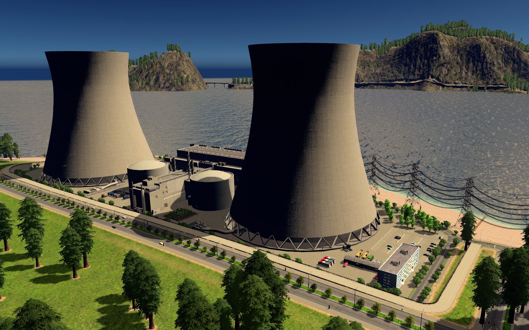 城市天际线打造黄金半岛p29一个顶n个混合风能发电机的核电站