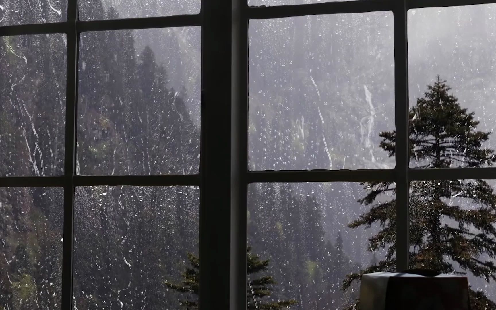 窗外下大雨图片
