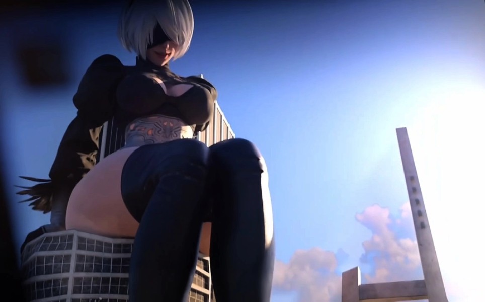 巨大化的2b破坏城市