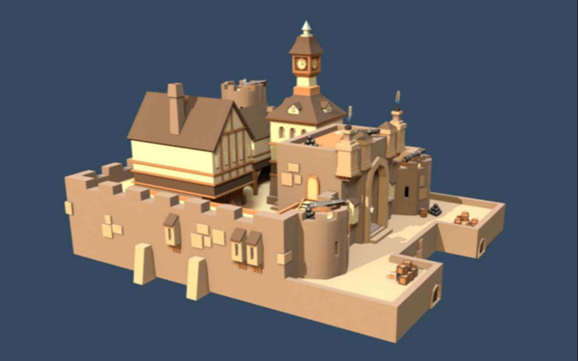 3dmax场景建模——游戏场景堡垒建模