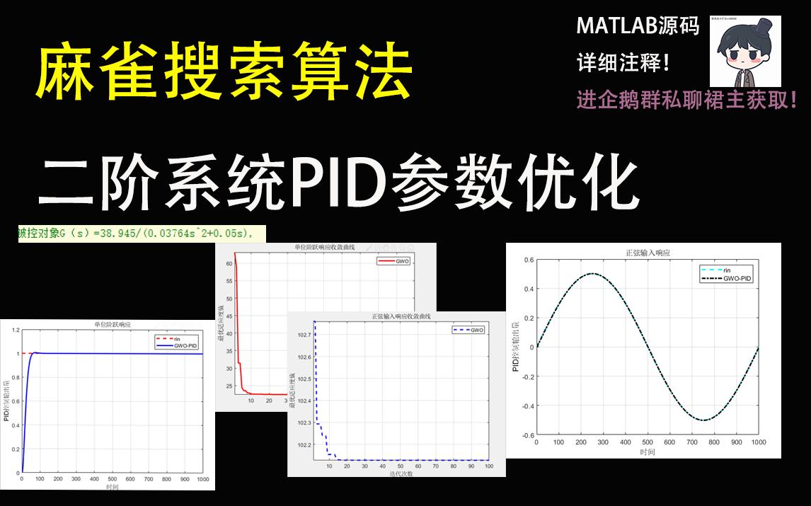 基于麻雀搜索算法的二阶系统PID参数优化+MATLAB源码+详细注释+小白必备哔哩哔哩bilibili