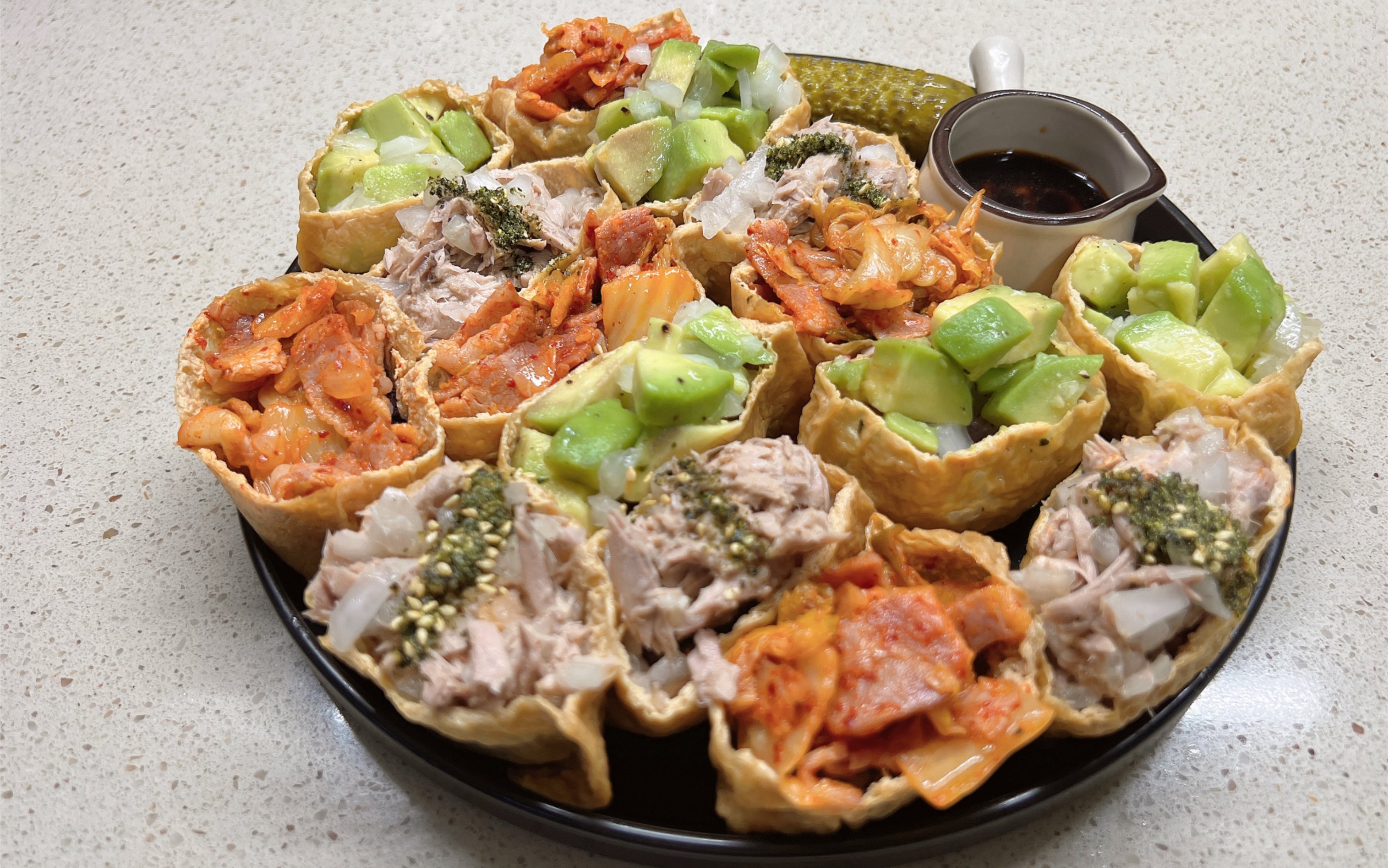 沉浸式晚餐vlog豆皮寿司三拼