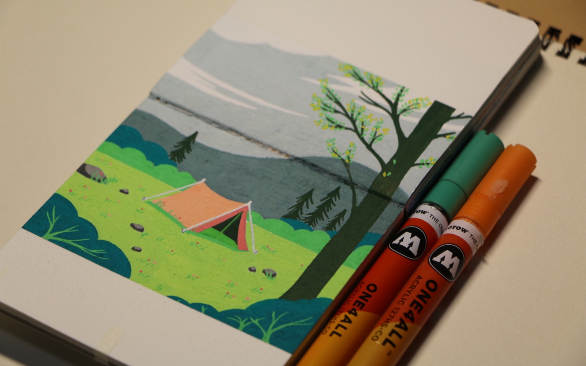 丙烯马克笔|慵懒的绘画时光