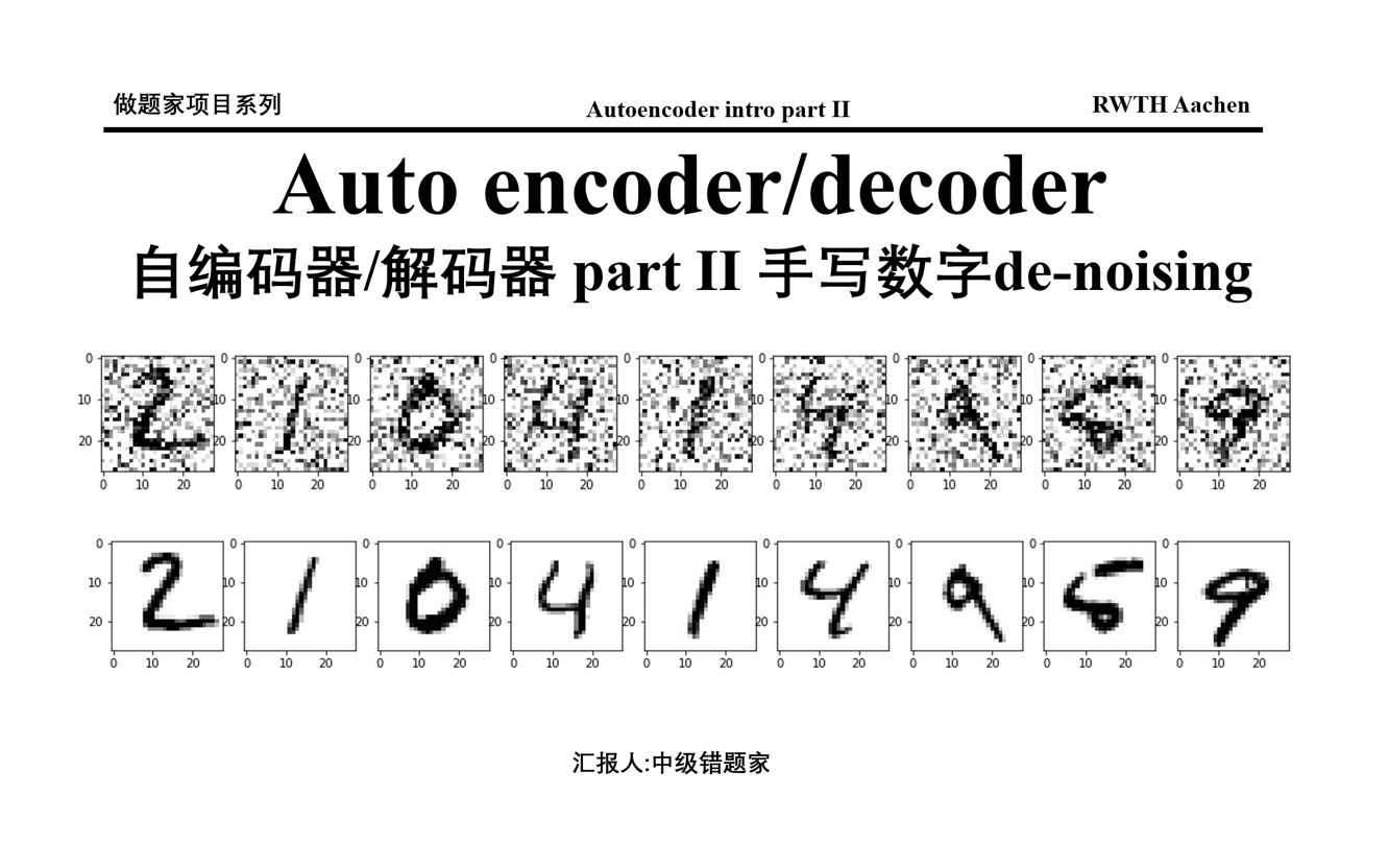 编码器/解码器 autoencoder/decoder 手写数字应用 mnist 降噪哔哩哔哩bilibili