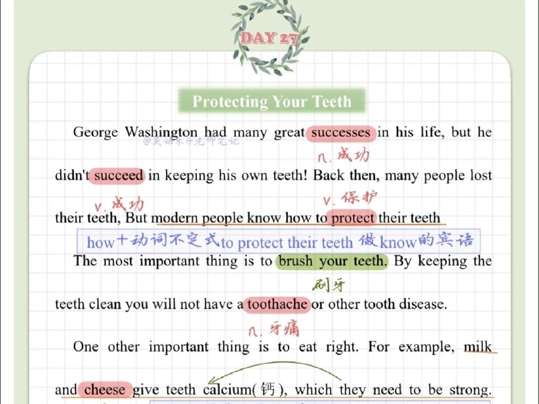 70篇小短文突破中考英语词汇1600【Day 27】保护牙齿哔哩哔哩bilibili