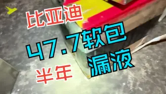 半年前组装的比亚迪47.7电池组漏液