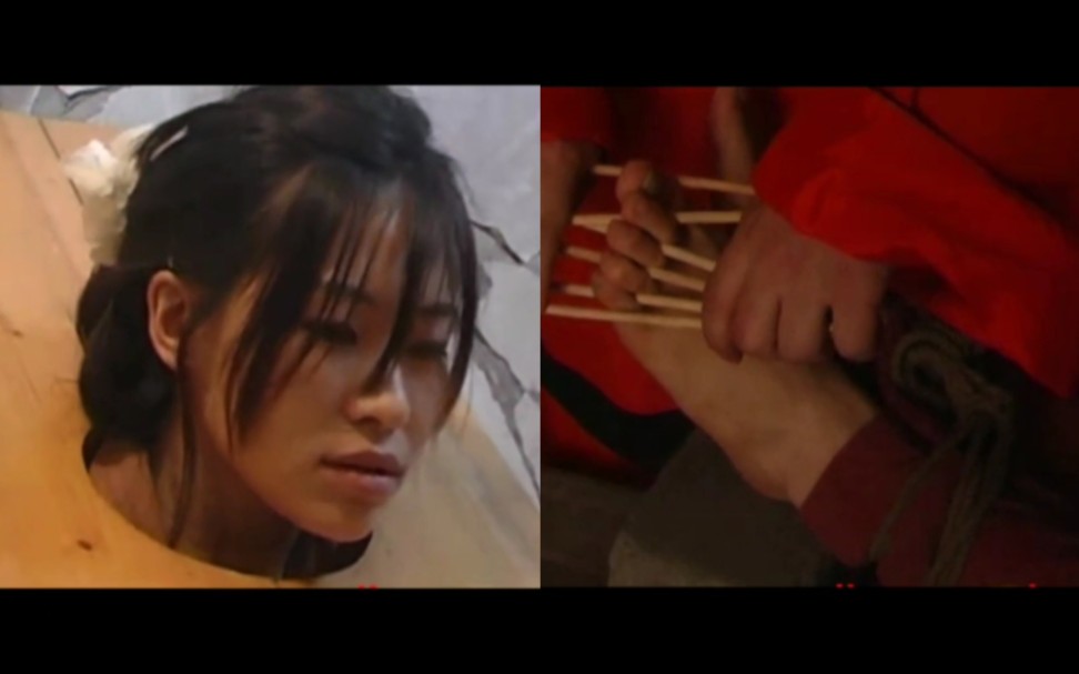 无论是古代还是现在,对女孩的臭脚丫子用刑都是最有用的,夹手指头撑了