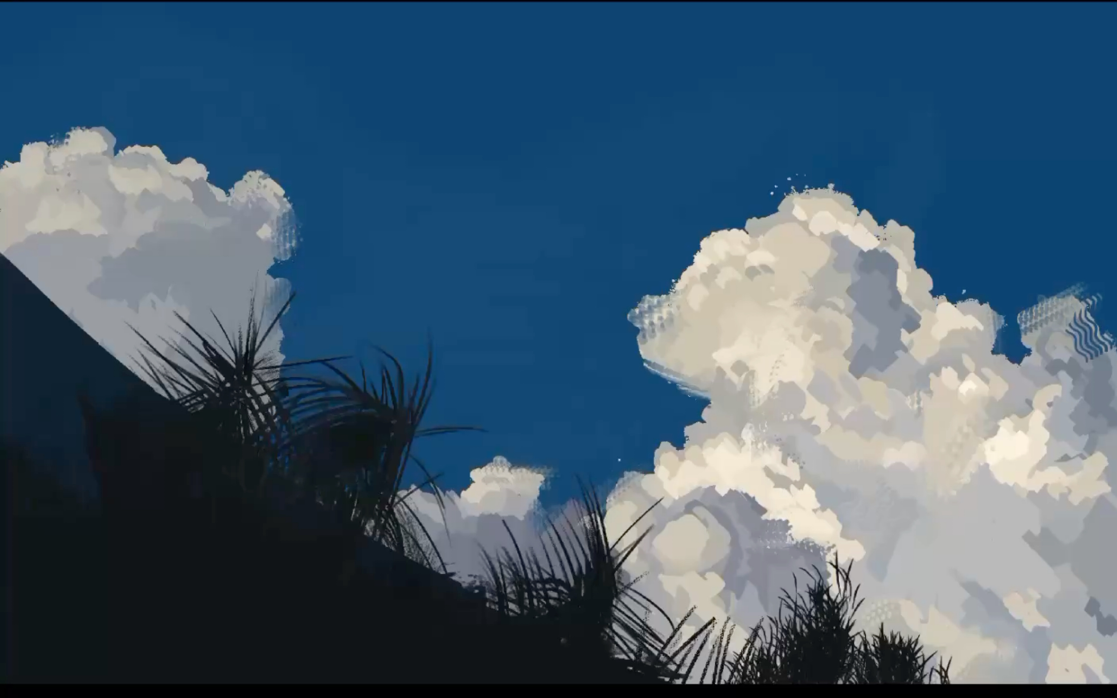 一个简短的云朵绘画过程