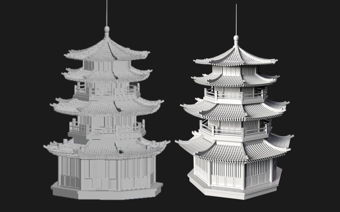 3dmax场景建模,3d古风建筑场景细节十足简单房屋模型制作全过程讲解