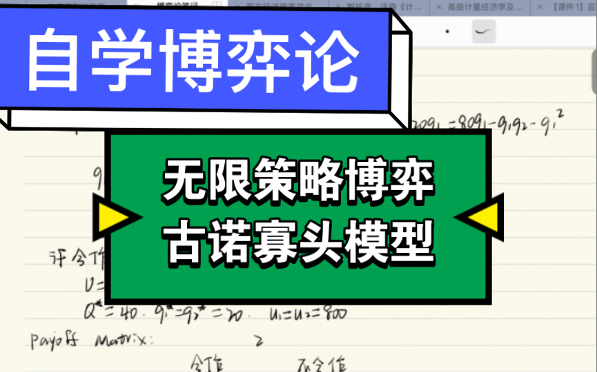 自学博弈论 无限策略博弈 古诺寡头模型哔哩哔哩bilibili