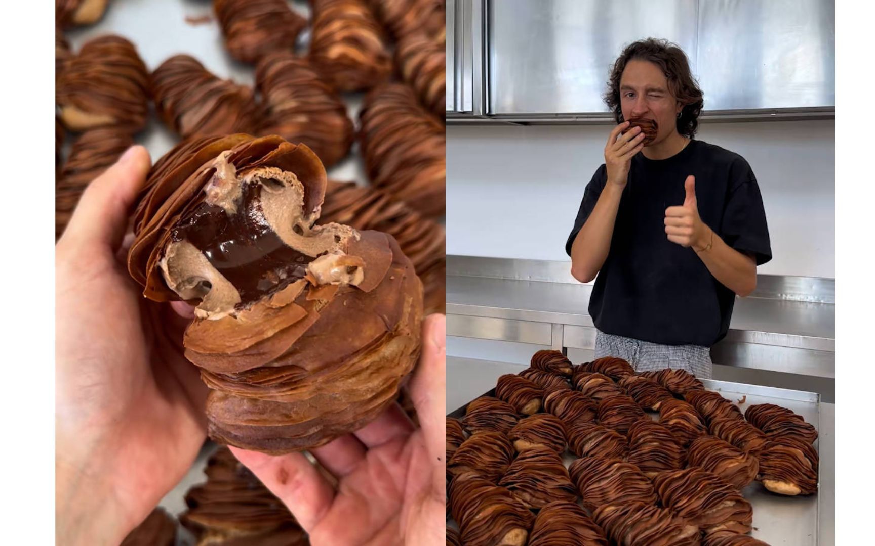 tiktok上200万点赞的"巧克力流心羊角包",我一次能炫5个!