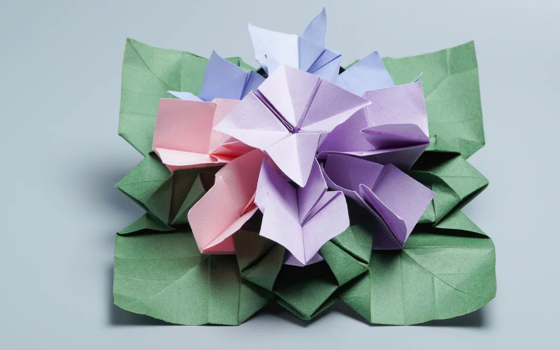 【enterorigamiworld】紫阳花折纸 origami hydrangea _ flower by