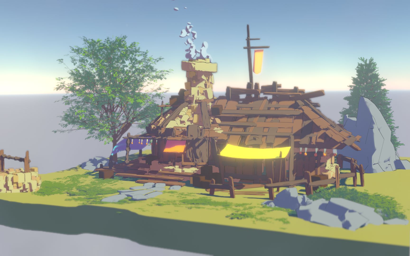 塞尔达风格小木屋cg制作,小木屋的一天~_哔哩哔哩_bilibili