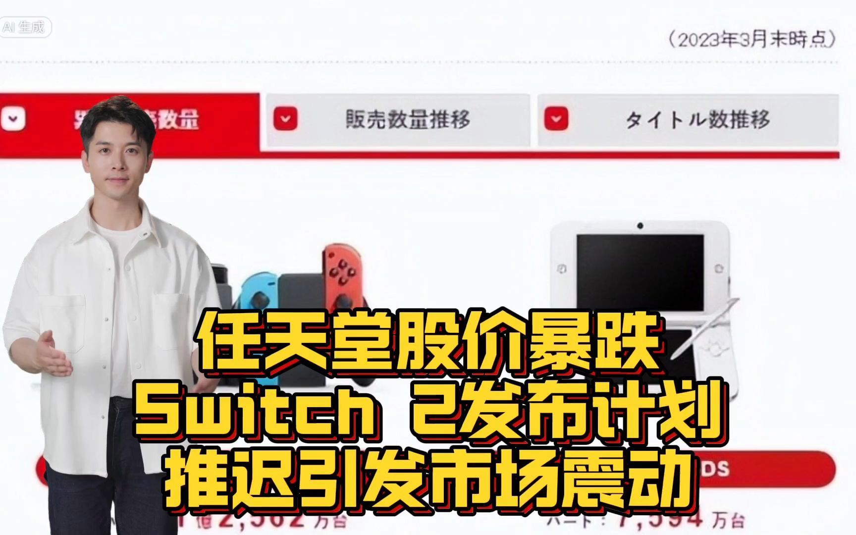 [图]任天堂股价暴跌：Switch 2发布计划推迟引发市场震动