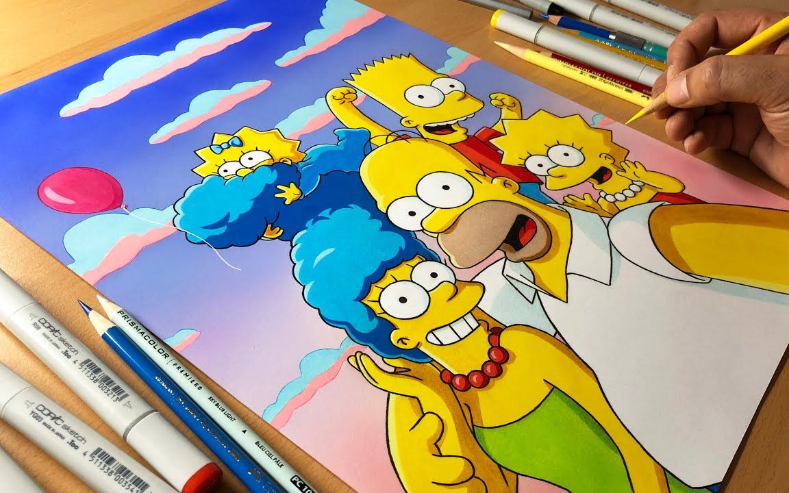 绘画绘制辛普森一家全家福thesimpsonsartwork