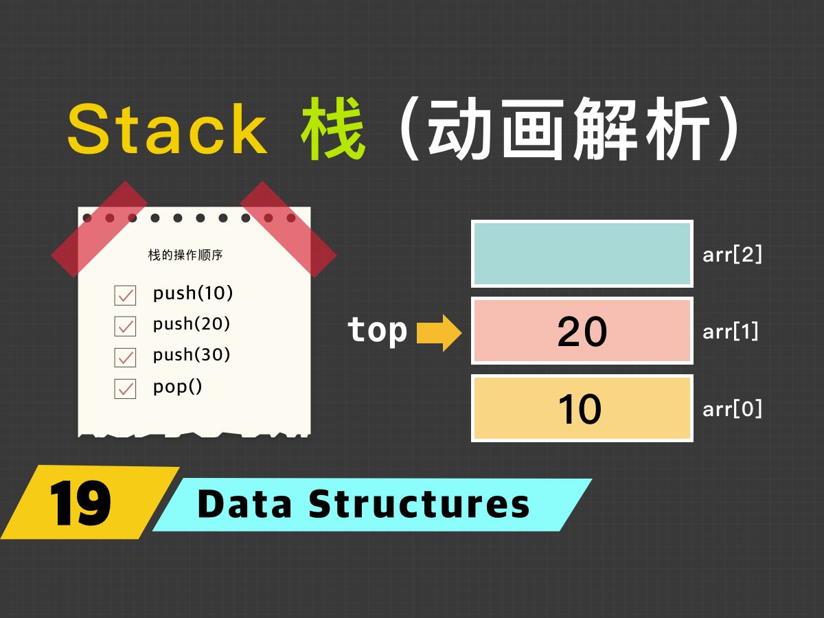 栈的实现,顺序栈,数组栈,链表栈,完整代码,动画解析,数据结构与算法哔哩哔哩bilibili