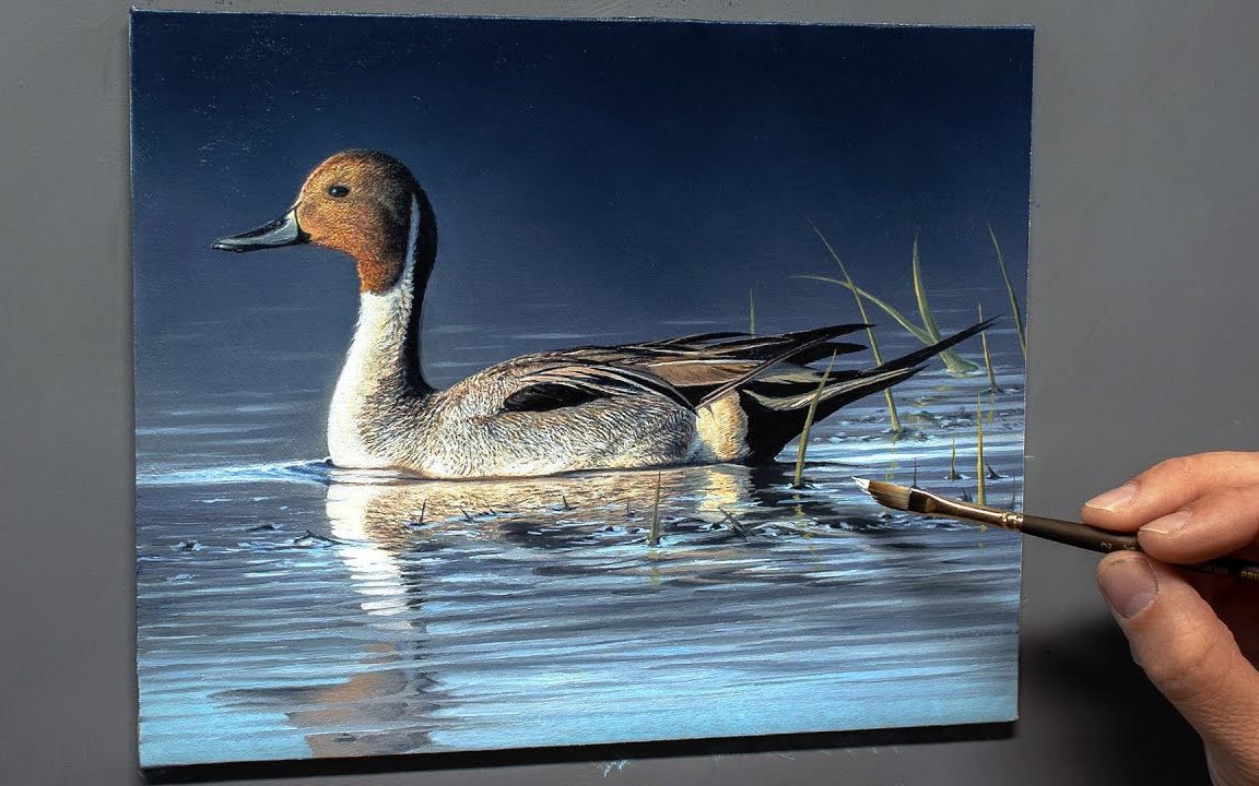 【绘画】给眼睛放个假,治愈系油画大赏,用油画颜料画一只写实的小鸭子