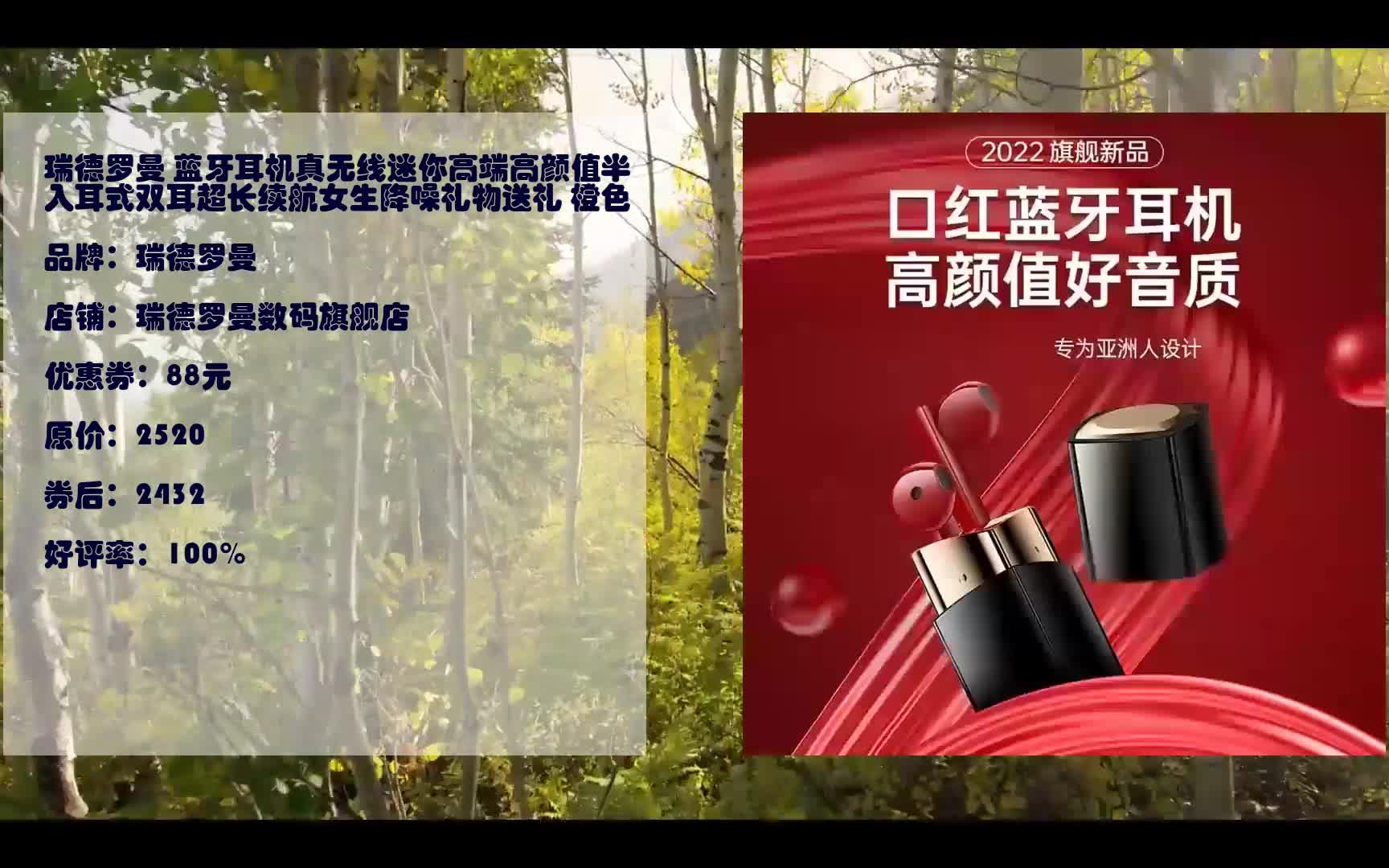 福利大放送瑞德罗曼 蓝牙耳机真无线迷你高端高颜值半入耳式双耳超长