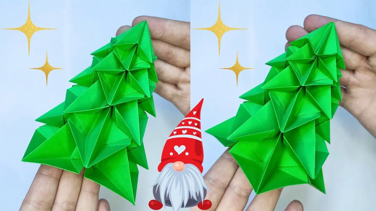 【origami library】圣诞树折纸教程origami christmas tree