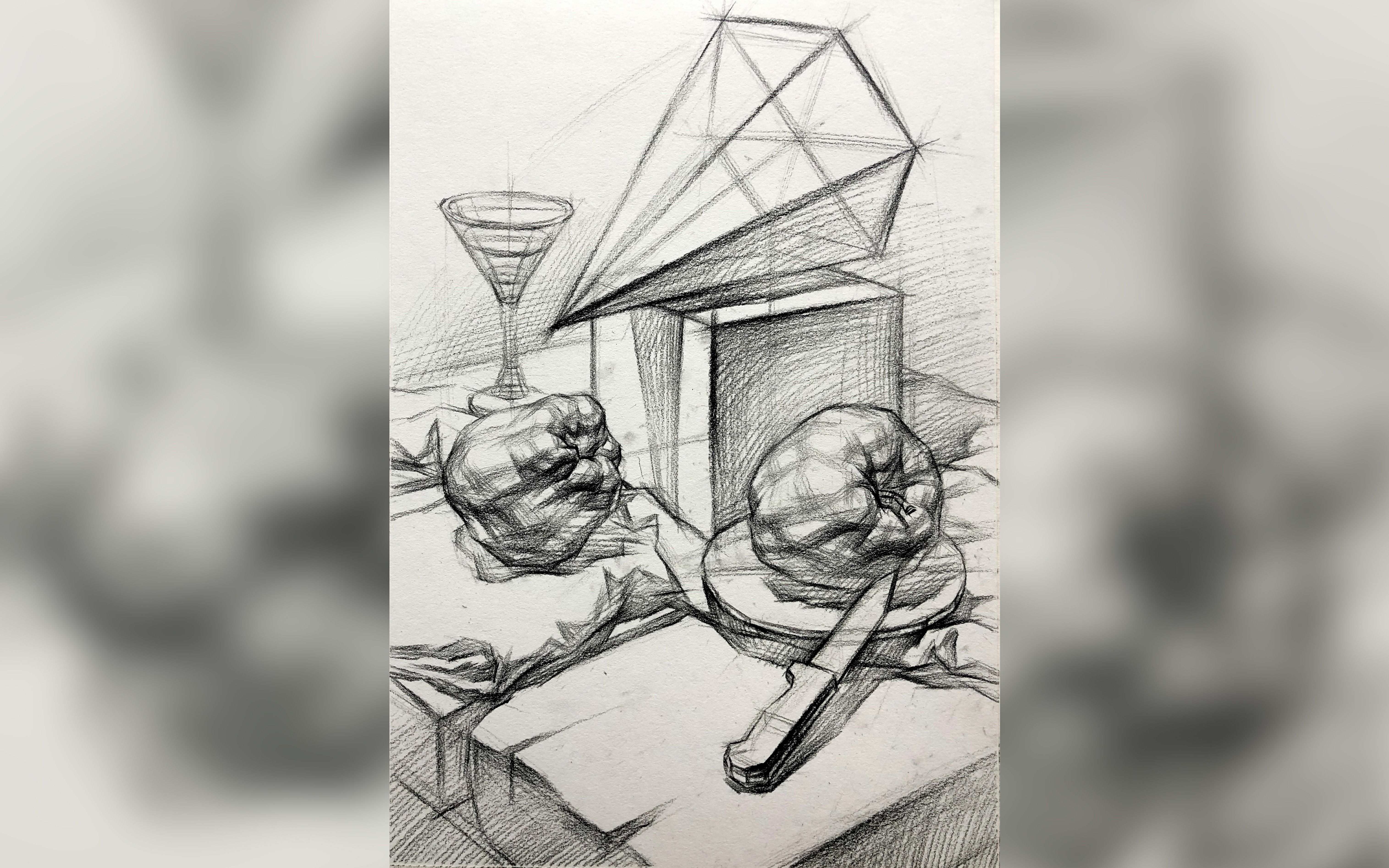 [图]《每天一堂美术课》_素描静物组合_2.《石膏几何体静物组合》（结构画法）