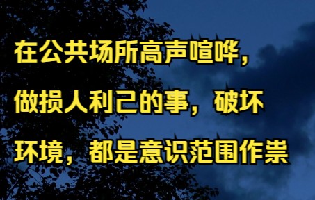 在公共场所高声喧哗,做损人利己的事,破坏环境,都是意识范围作祟哔哩哔哩bilibili