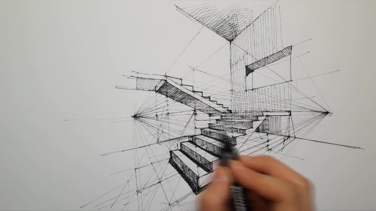 透视画法楼梯怎么画透视线
