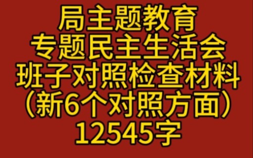 局主题教育专题民主生活会班子对照检查材料(新6个对照方面)12545字哔哩哔哩bilibili