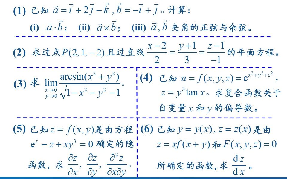 高等数学视频:空间解析几何与多元函数微分学部分的模拟试卷及解析(2),测试一下你的学习能力.讲解详细、条理清晰、通俗易懂.哔哩哔哩bilibili