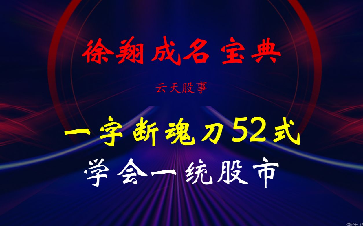 总舵主徐翔成名宝典:一字断魂刀52式,学会一统股市!哔哩哔哩bilibili