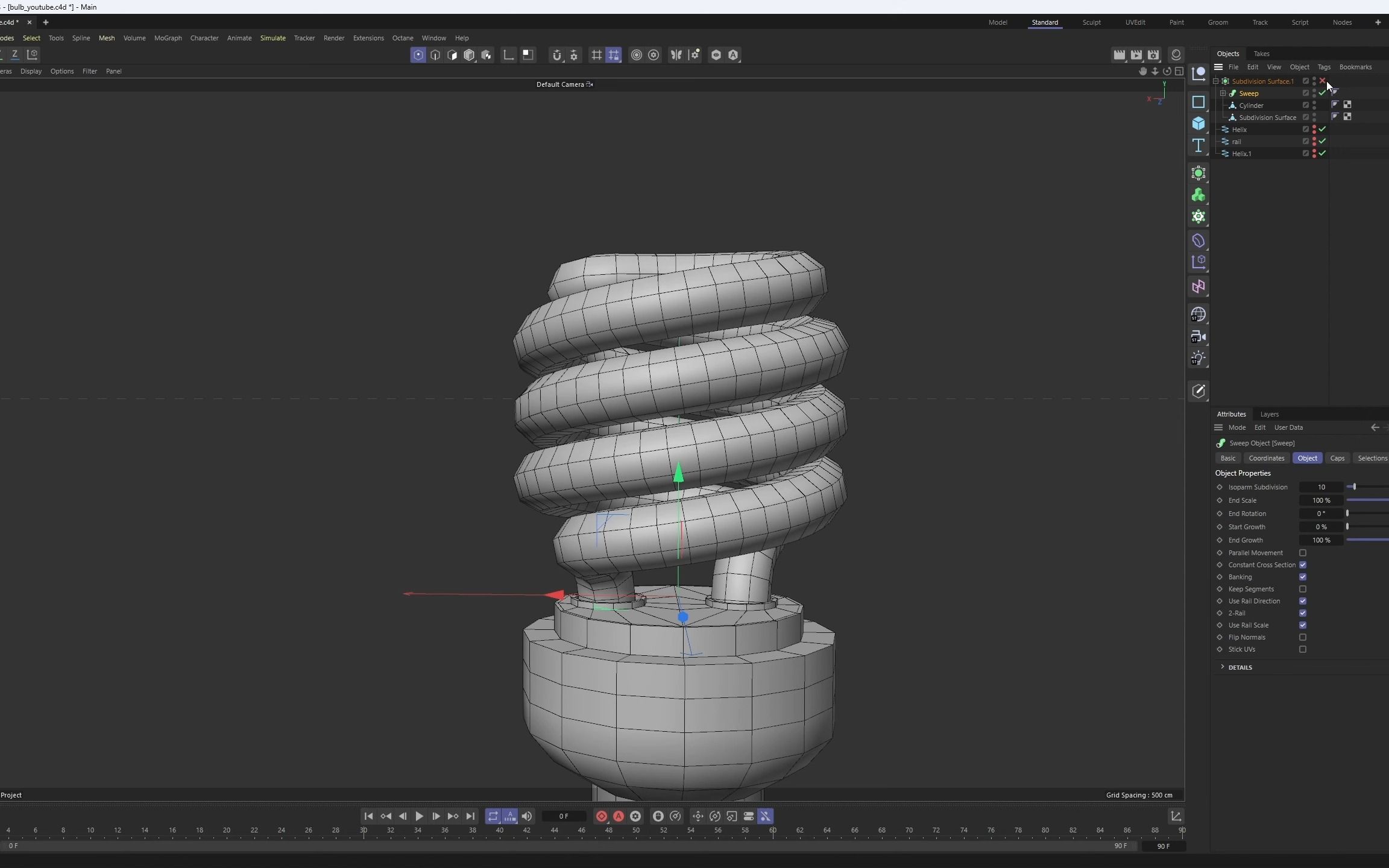 【c4d建模】产品硬表面布线建模练习 灯泡