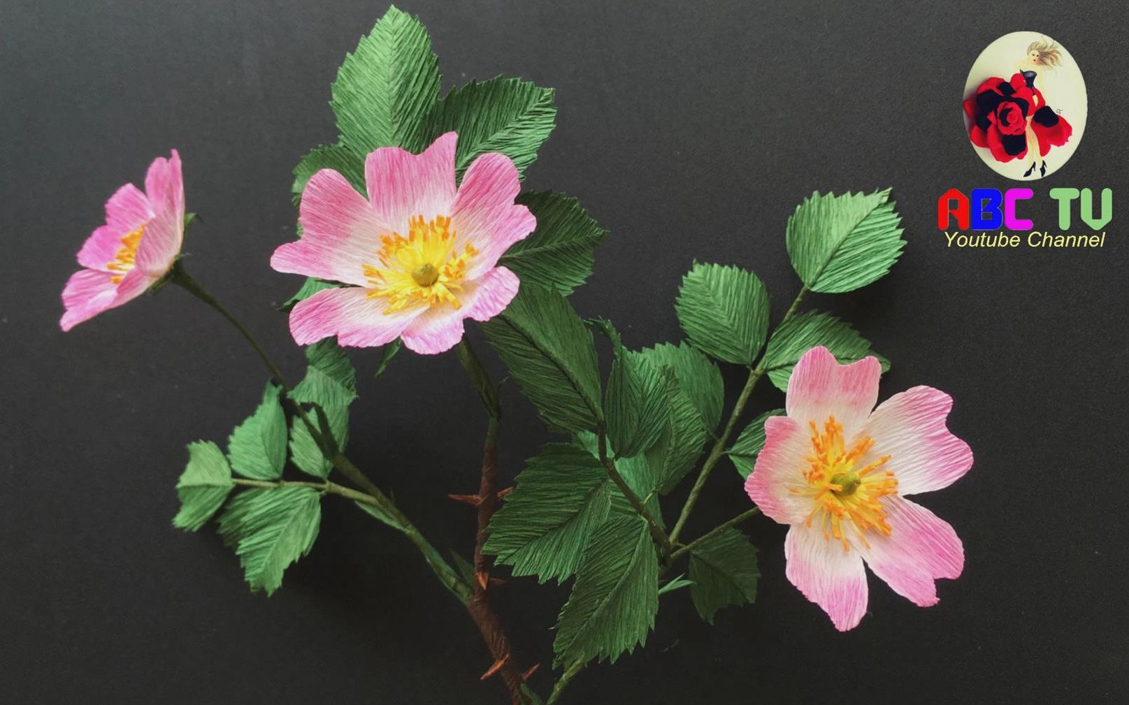 abctv皱纹纸花艺野蔷薇