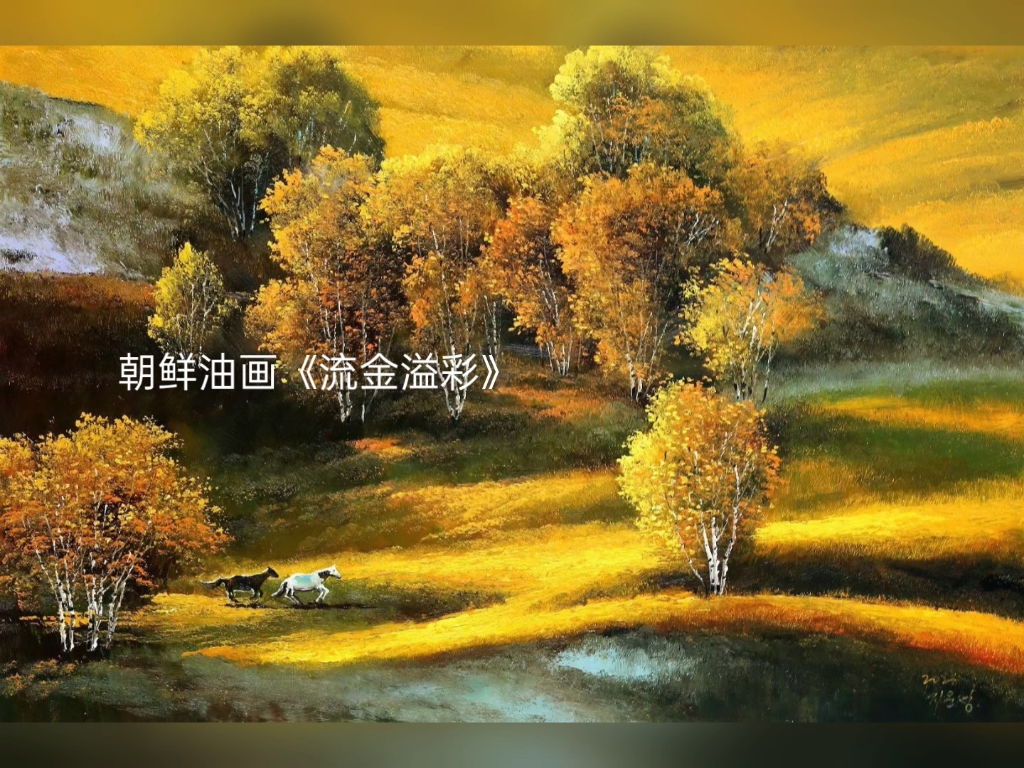 朝鲜油画《流金溢彩》,云星,尺寸60/90厘米d