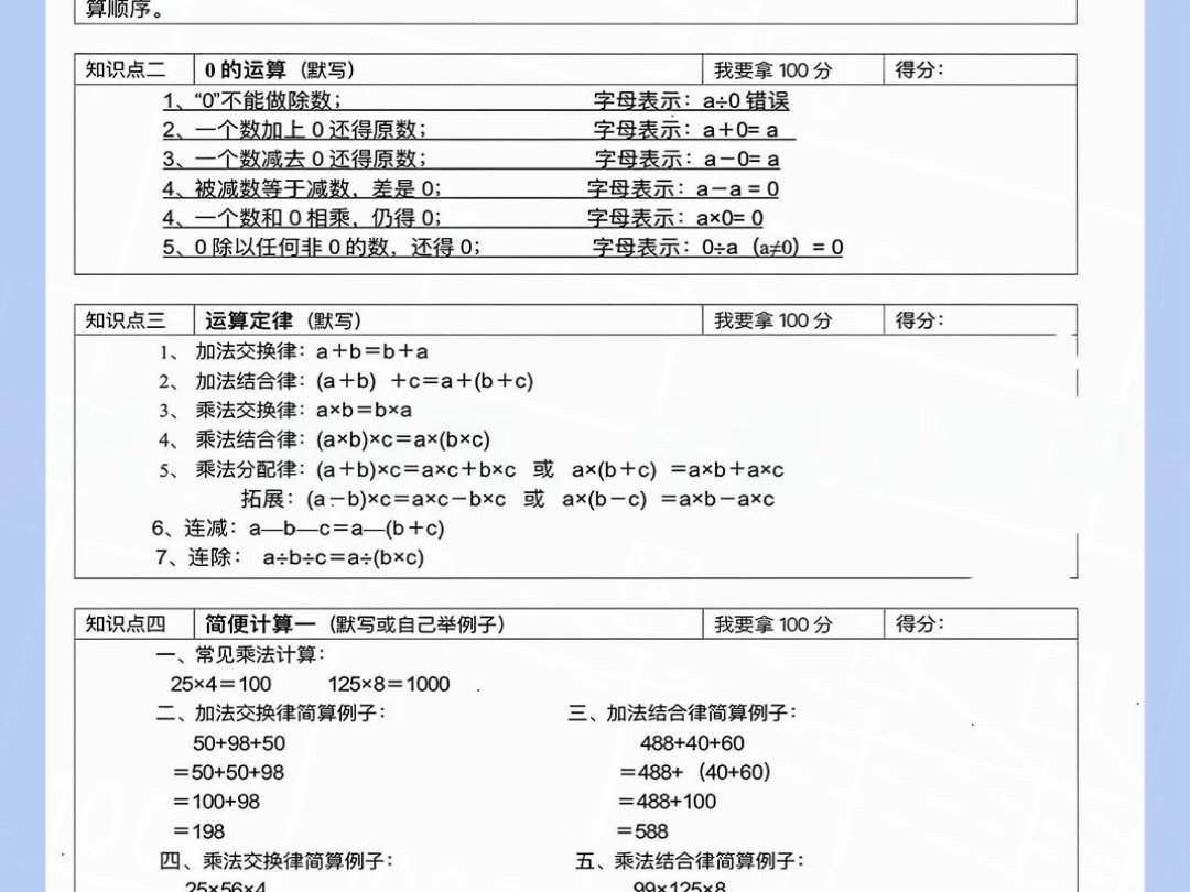 小学四年级下册数学必背重点公式及概念汇总电子版哔哩哔哩bilibili