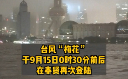 现场直击!台风梅花登陆上海 ,外滩大风暴雨潮位超警戒.哔哩哔哩bilibili