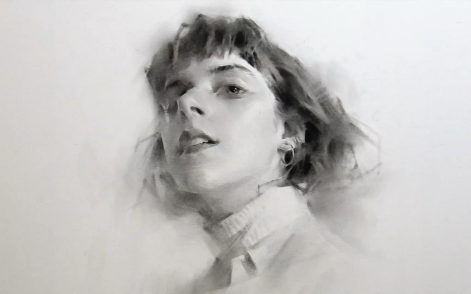 仰视肖像素描过程