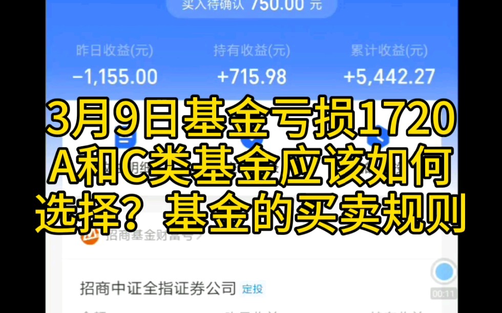 3月9日基金亏损1720+见证历史的时刻+全球熔断+A类和C类基金应该如何选择?基金的买卖规则哔哩哔哩bilibili