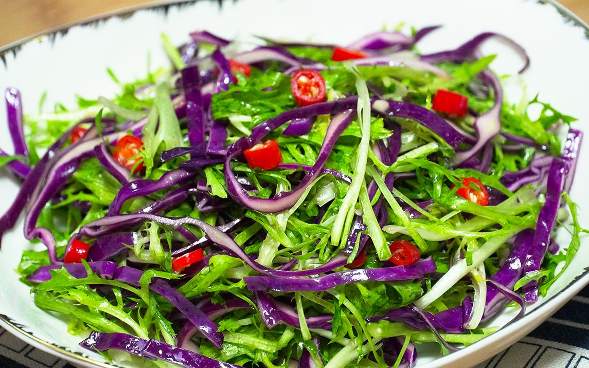 【紫甘蓝拌苦苣】年夜饭最馋这道凉拌菜,爽口又解腻,营养不怕胖,上桌