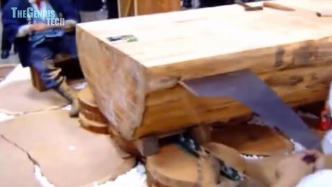 极限电锯木材切割机 现代最快 危险最大的木材锯木机工作视频 哔哩哔哩