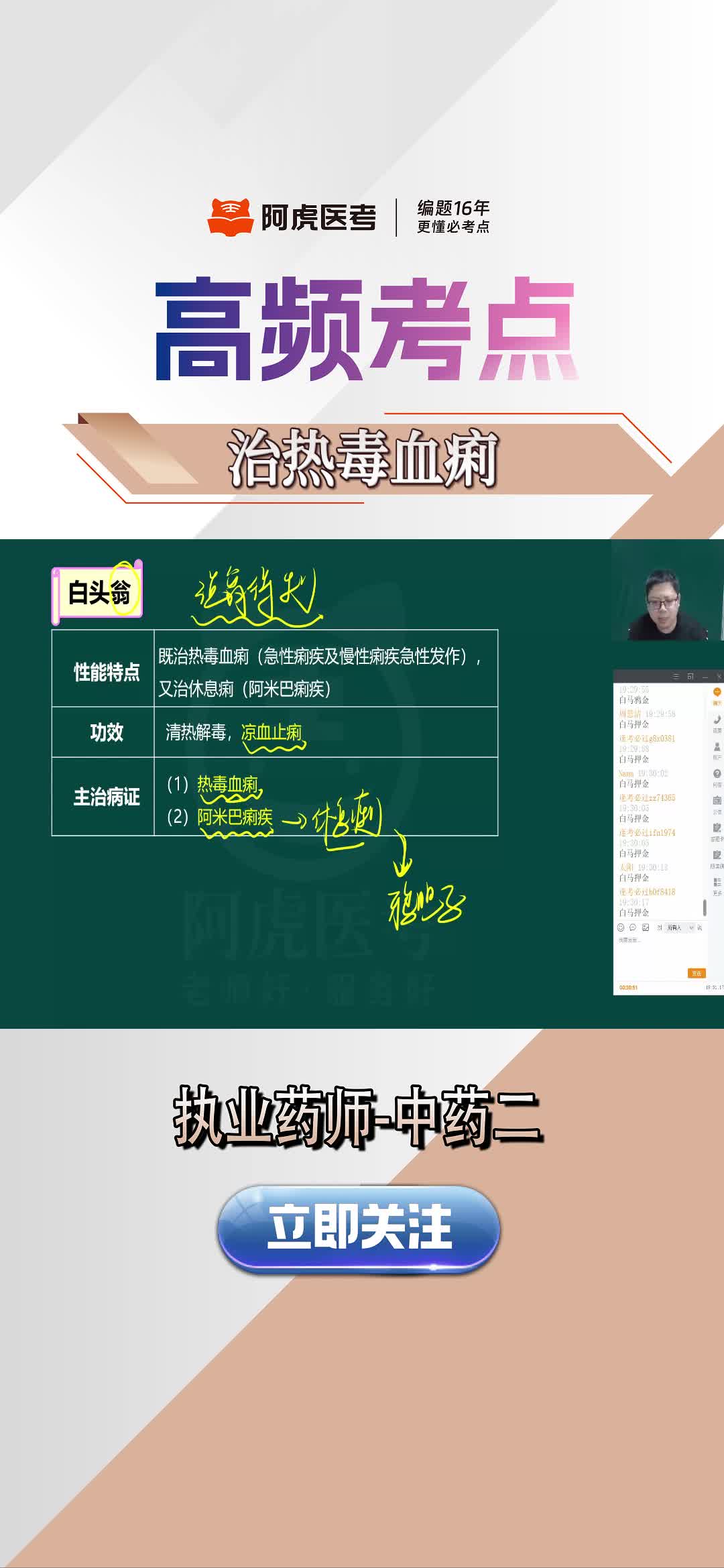 高频考点!执业药师中药二—治热毒血痢哔哩哔哩bilibili