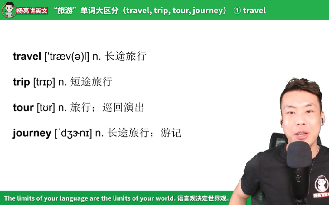 [图]杨亮讲单词 E206：“旅游”单词大区分：travel, trip, tour, journey你能分得清吗？