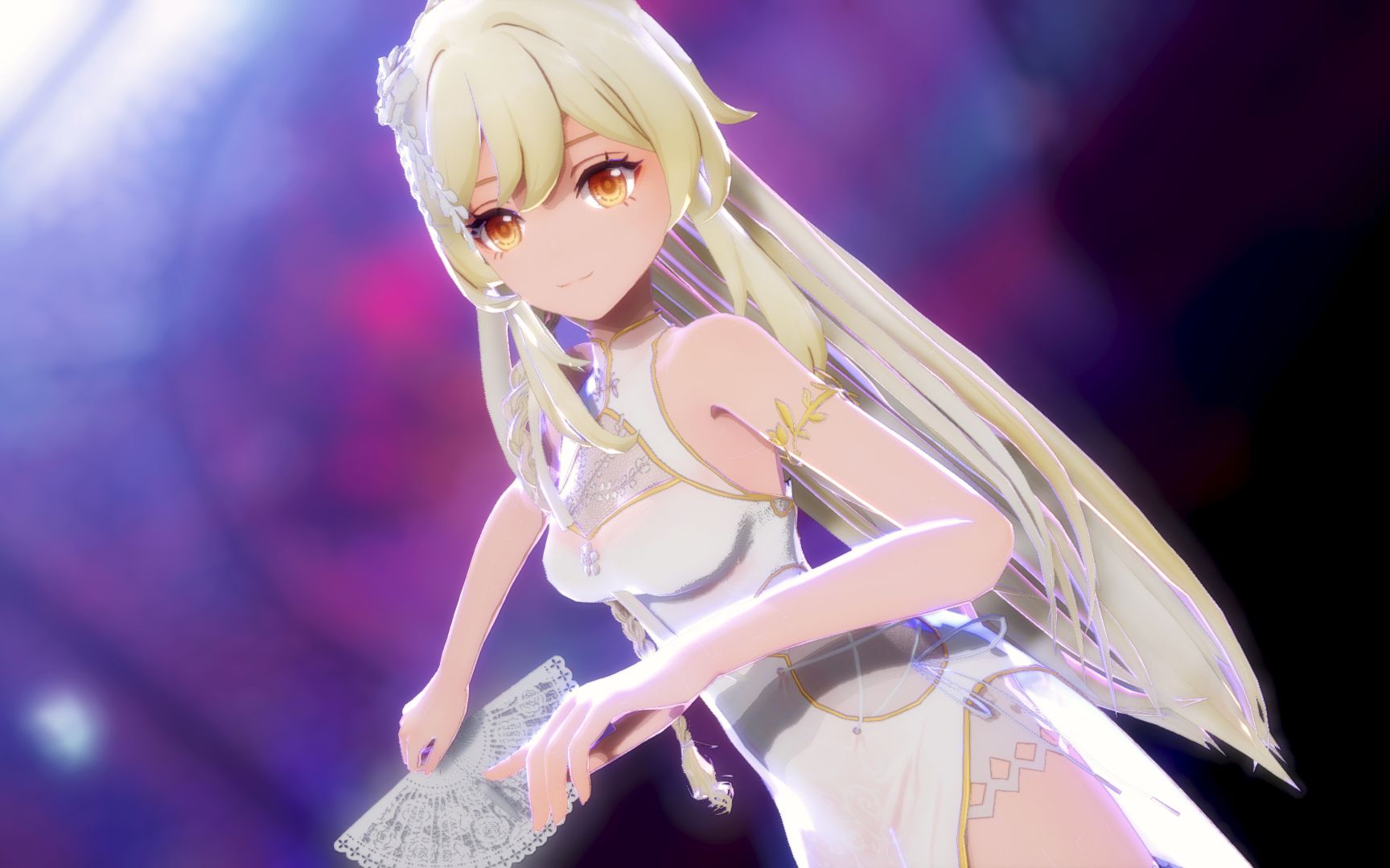 原神旗袍长发荧浪人琵琶